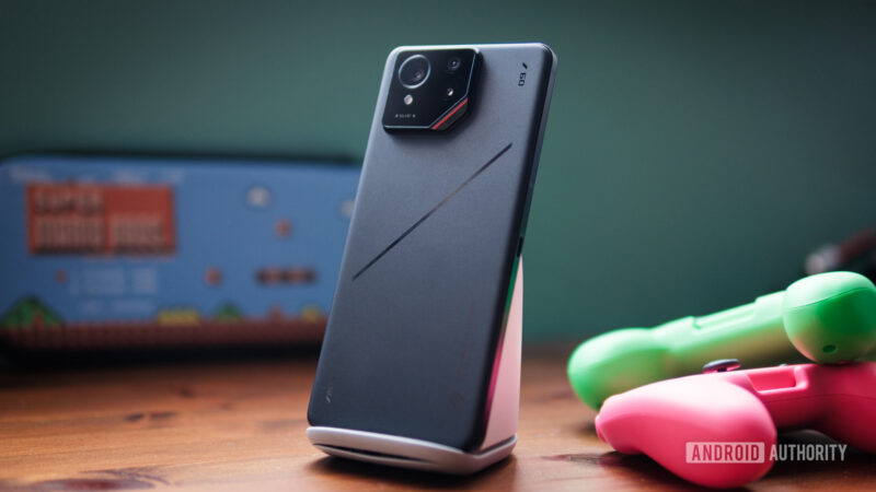 ASUS ROG Phone 9 Pro back with gaming accessories