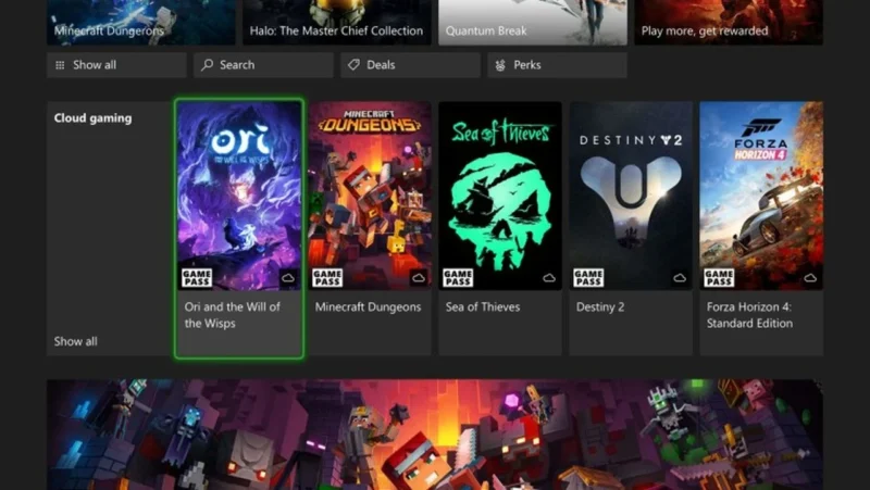 Konsol Xbox Cloud Gaming Arayüzü