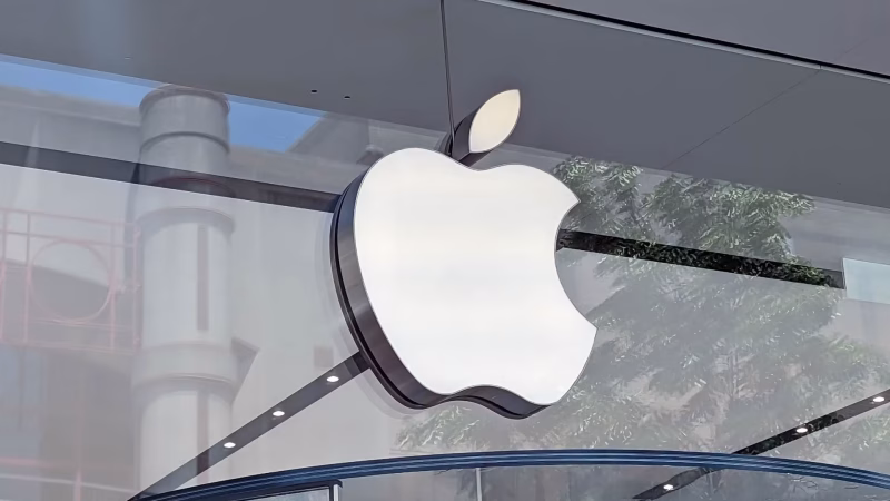 apple logo building