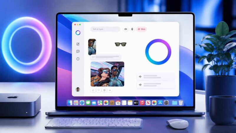 Mac ekranında çalışan Meta AI masaüstü uygulaması