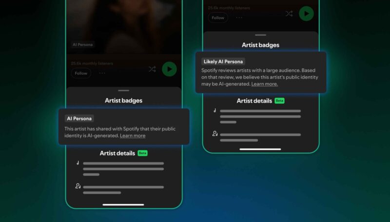 Spotify for Artists yapay zeka profil beyan ekranı