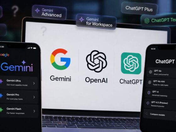 Google Gemini ve yapay zeka uygulamalarının logosu ile arayüz görselleri