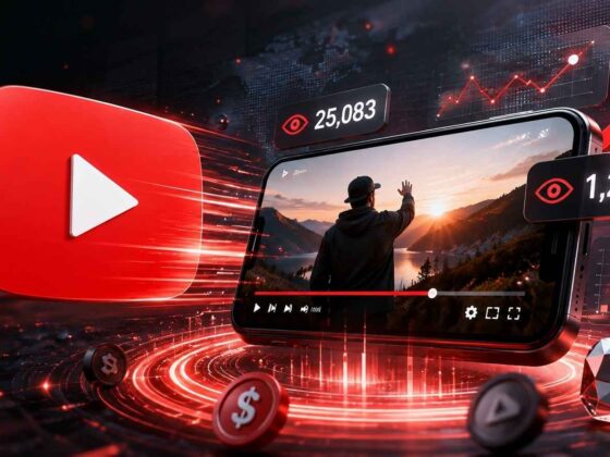 YouTube video izlenme sayısı göstergesi ve oynatma ekranı