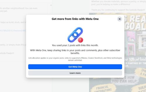 Meta One Bağlantı Sınırı Kamu Sayfalarını da Etkiledi
